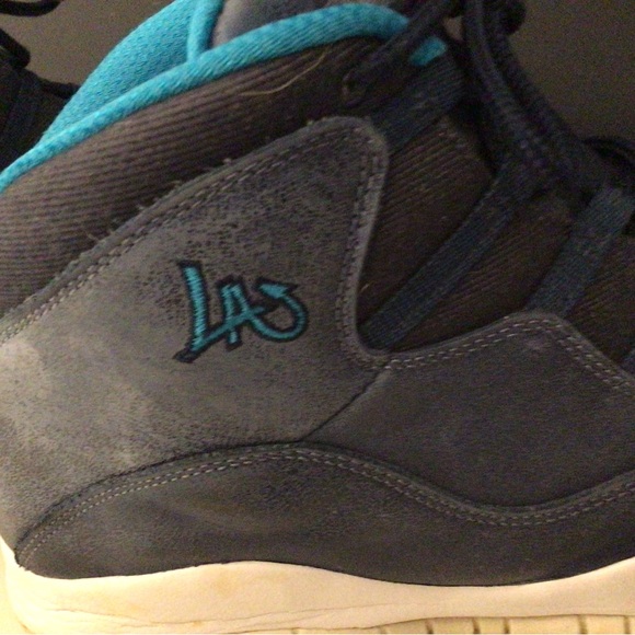 Nike Air Jordan 10 Retro. Size 16. Good used condition.  Blue, teal, white. - Picture 5 of 8